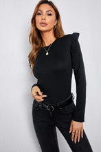 Load image into Gallery viewer, Ruffled Round Neck Long Sleeve T-Shirt
