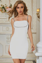 Load image into Gallery viewer, Spaghetti Strap Bodycon Dress with Rhinestone Decoration
