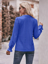 Load image into Gallery viewer, Double Take Eyelet Notched Neck Flounce Sleeve Blouse
