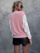 Load image into Gallery viewer, Lace Detail Round Neck Dropped Shoulder T-Shirt
