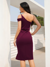 Load image into Gallery viewer, Asymmetrical One Shoulder Side Slit Evening Dress
