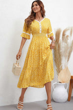 Load image into Gallery viewer, Floral V-Neck Smocked Waist Midi Dress
