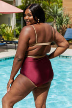 Load image into Gallery viewer, Marina West Swim Wave Break Contrast Trim One-Piece in Wine
