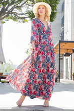 Load image into Gallery viewer, ee:some Floral Frill Trill Deep V Maxi Dress
