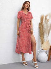 Load image into Gallery viewer, Printed Short Sleeve Collared Dress
