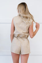 Load image into Gallery viewer, Chocolate USA Drawstring Sleeveless Romper with Pockets
