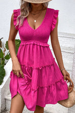 Load image into Gallery viewer, Smocked Frill Trim Deep V Dress
