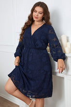 Load image into Gallery viewer, Melo Apparel Plus Size Surplice Neck Balloon Sleeve Dress
