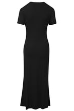 Load image into Gallery viewer, Asymmetrical Neck Short Sleeve Midi Dress
