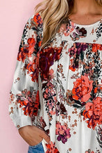 Load image into Gallery viewer, Floral Print Round Neck Long Sleeve Blouse
