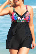 Load image into Gallery viewer, Plus Size Botanical Print Two-Tone Two-Piece Swimsuit
