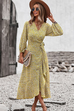 Load image into Gallery viewer, Floral Surplice Neck Long Sleeve Dress
