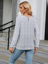 Load image into Gallery viewer, Printed Round Neck Flounce Sleeve Blouse
