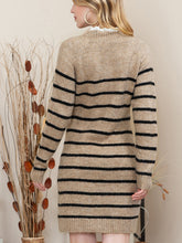 Load image into Gallery viewer, Striped Round Neck Long Sleeve Sweater Dress
