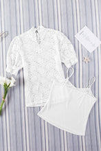 Load image into Gallery viewer, Lace Scalloped Short Puff Sleeve Top
