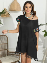 Load image into Gallery viewer, Tassel Boat Neck Flutter Sleeve Cover Up
