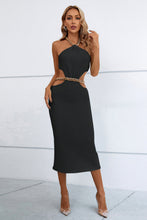Load image into Gallery viewer, Chunky Chain Halter Neck Cutout Mini Bodycon Dress

