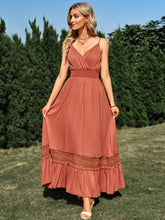 Load image into Gallery viewer, Spaghetti Strap Smocked Waist Spliced Lace Dress
