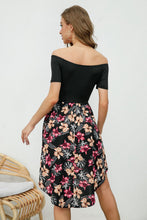 Load image into Gallery viewer, Off Shoulder Floral Print Short Sleeve Dress

