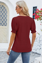 Load image into Gallery viewer, Eyelet Square Neck Short Sleeve T-Shirt
