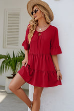 Load image into Gallery viewer, Tied Flounce Sleeve Mini Dress
