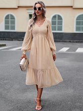 Load image into Gallery viewer, Swiss Dot V-Neck Flounce Sleeve Midi Dress
