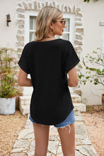 Load image into Gallery viewer, Full Size Round Neck Eyelet Short Sleeve Top
