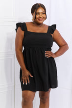 Load image into Gallery viewer, Culture Code Sunny Days Full Size Empire Line Ruffle Sleeve Dress in Black
