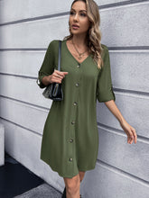 Load image into Gallery viewer, Button Down V-Neck Mini Dress
