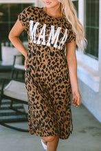 Load image into Gallery viewer, MAMA Leopard Slit Short Sleeve Dress
