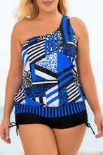 Load image into Gallery viewer, Plus Size Patchwork Tied One-Shoulder Tankini Set
