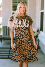 Load image into Gallery viewer, MAMA Leopard Slit Short Sleeve Dress
