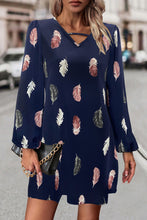 Load image into Gallery viewer, Feather Print V-Neck Dress
