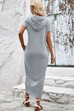 Load image into Gallery viewer, Short Sleeve Front Slit Hooded Dress
