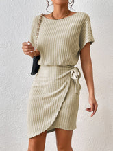 Load image into Gallery viewer, Ribbed Boat Neck Short Sleeve Dress
