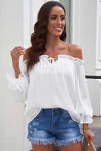Load image into Gallery viewer, Fill Trim Off-Shoulder Tie-Front Blouse
