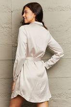 Load image into Gallery viewer, Collared Neck Tie Waist Long Sleeve Buttoned Dress
