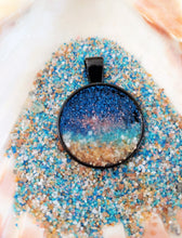 Load image into Gallery viewer, Crescent moon and Palm Tree--Colored Sand Necklace
