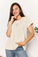 Load image into Gallery viewer, Double Take Crochet Buttoned Short Sleeves Top
