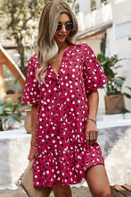 Load image into Gallery viewer, Printed Buttoned Ruffle Hem Mini Dress
