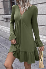 Load image into Gallery viewer, V-Neck Flounce Sleeve Ruffle Hem Mini Dress

