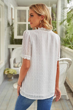 Load image into Gallery viewer, Swiss Dot Lace Trim Plunge Blouse
