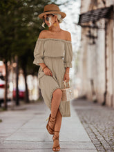 Load image into Gallery viewer, Frilled Off-Shoulder Flounce Sleeve Dress
