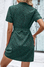 Load image into Gallery viewer, Dotted Short Sleeve Tie Belt Dress
