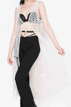Load image into Gallery viewer, Tie Front Fringe Hem Sleeveless Cover Up
