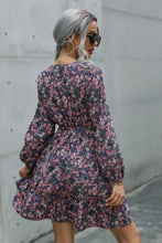 Load image into Gallery viewer, Floral Print Tie Waist Surplice Neck Mini Dress
