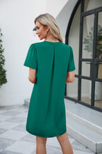 Load image into Gallery viewer, Notched Puff Sleeve Shift Dress
