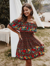 Load image into Gallery viewer, Bohemian Print Off-Shoulder Strapless Knee Length Dress
