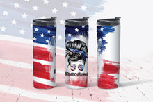 Load image into Gallery viewer, American Woman Messy Bun 20oz Skinny Tumbler
