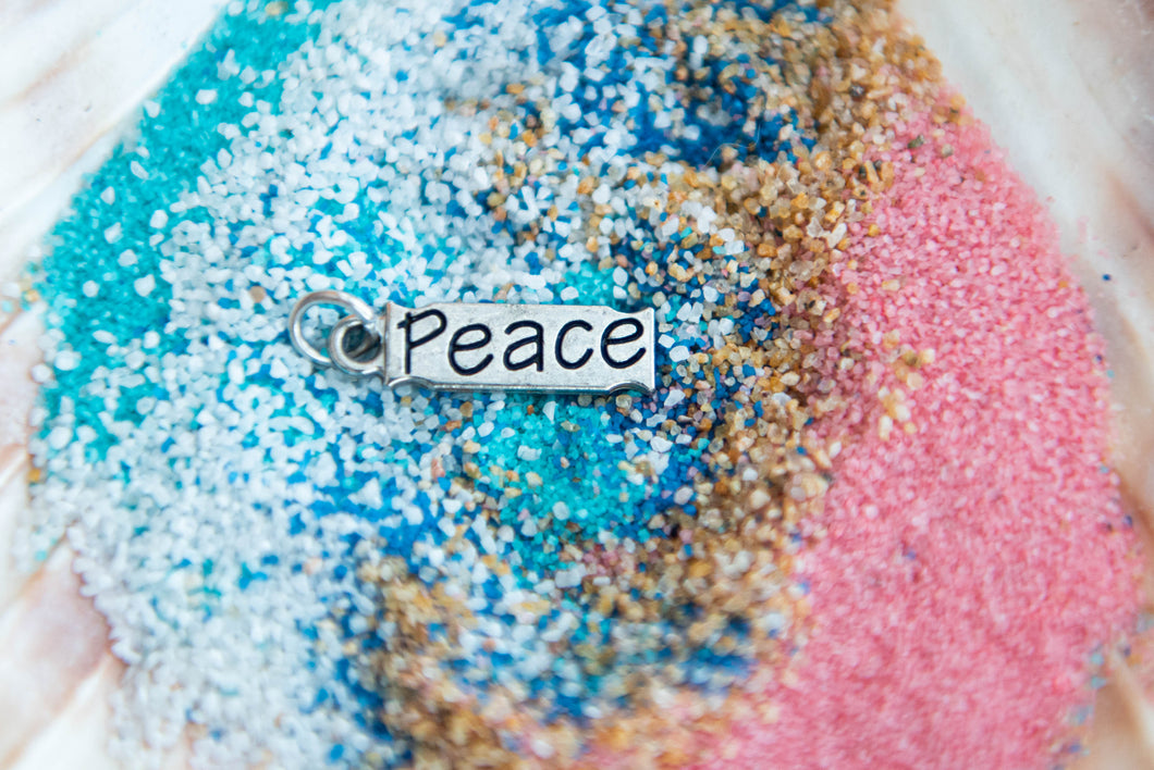 Peace Charm--Colored Sand Necklace